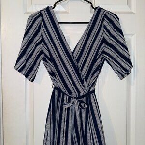 Women's XS Navy Blue & White Striped Romper